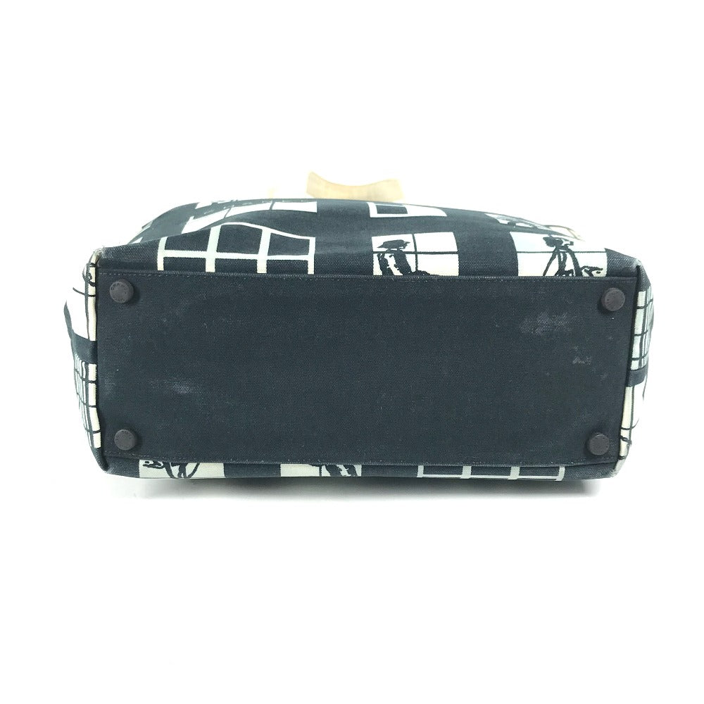 CHANEL Tote Bag canvas black window line logo