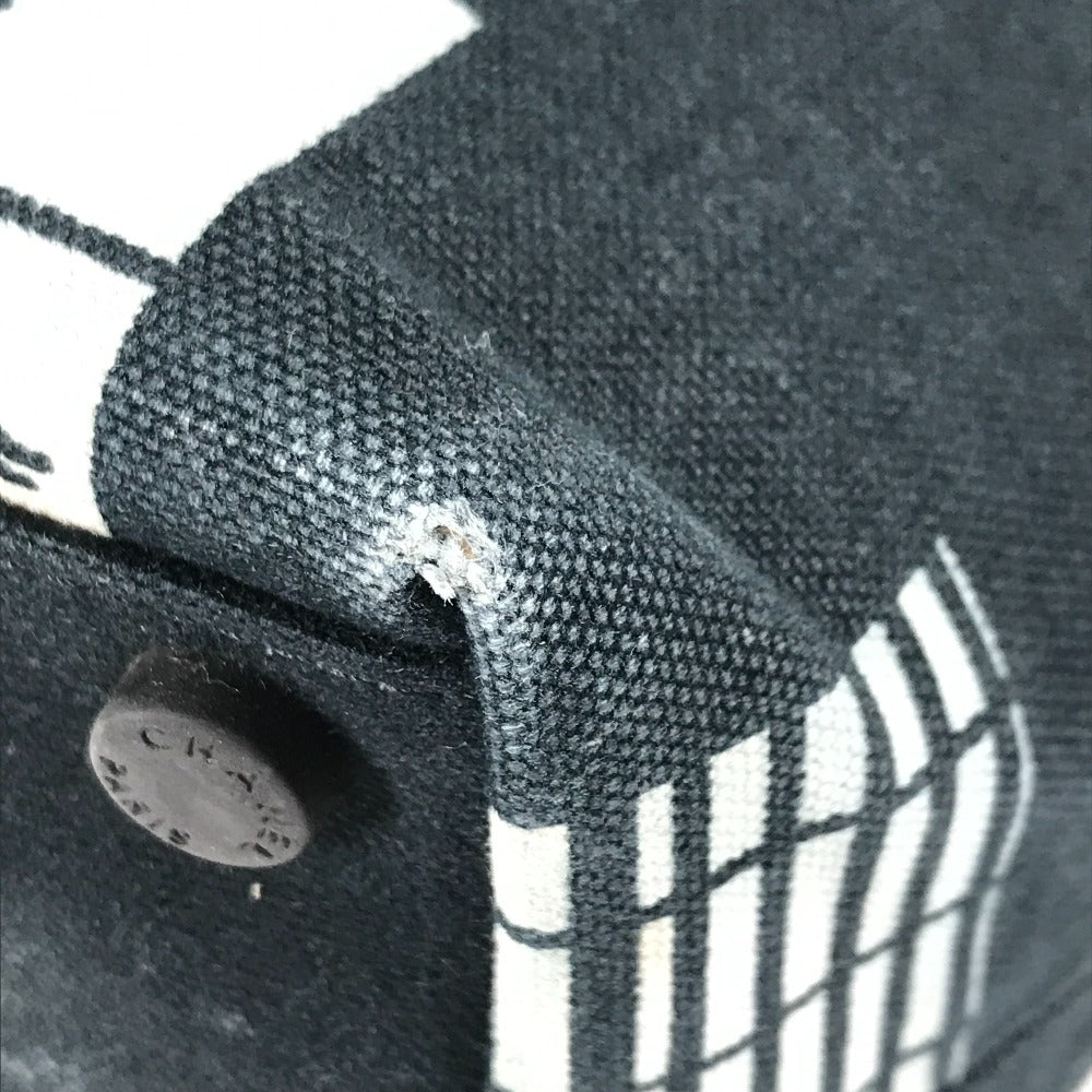 CHANEL Tote Bag canvas black window line logo