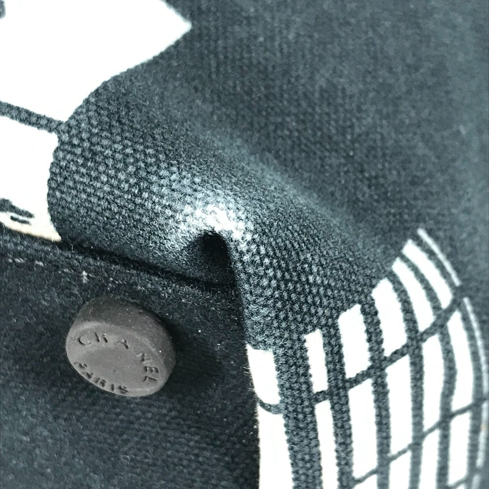 CHANEL Tote Bag canvas black window line logo