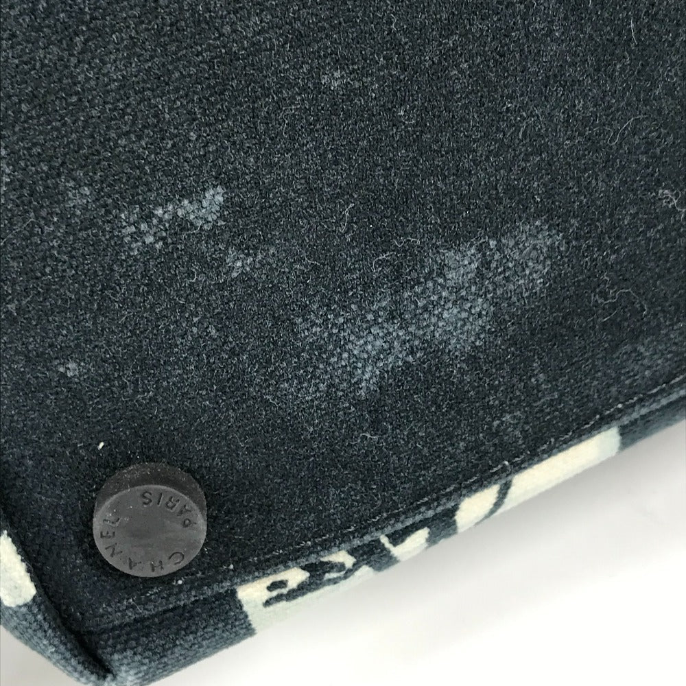 CHANEL Tote Bag canvas black window line logo