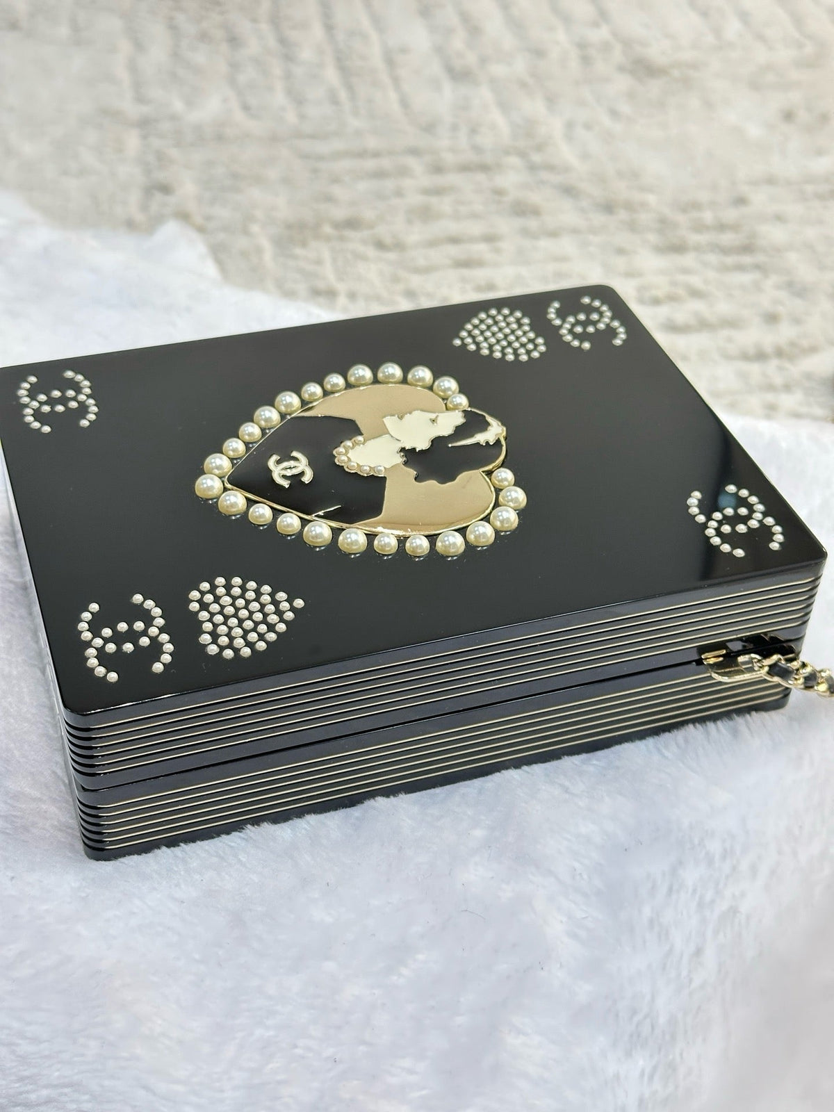 Chanel Plexiglass Pearl Playing Card Casino Minaudiere Clutch Black GHW