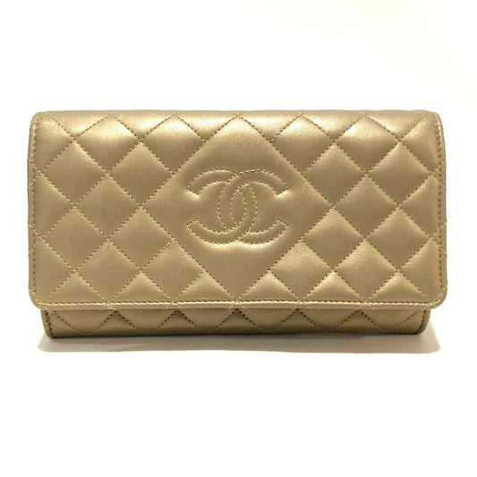 CHANEL Long Wallet Purse A80108 lambskin Gold type CC COCO Mark logo Wallet Women Used