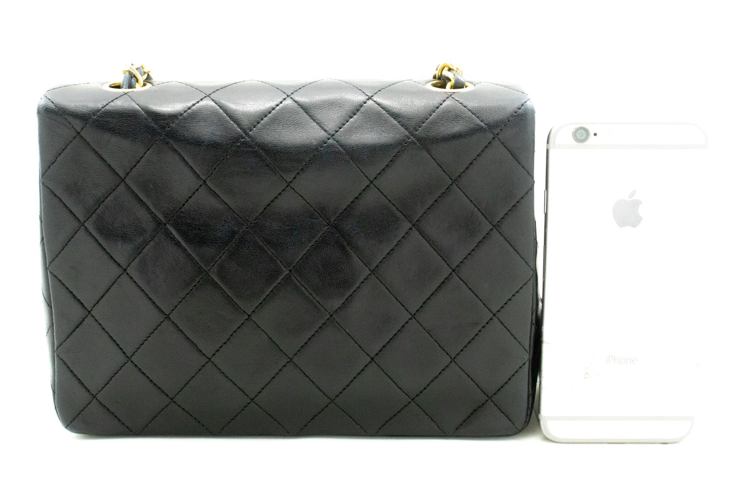 CHANEL Mini Square Small Chain Shoulder Bag Crossbody Black Lamb