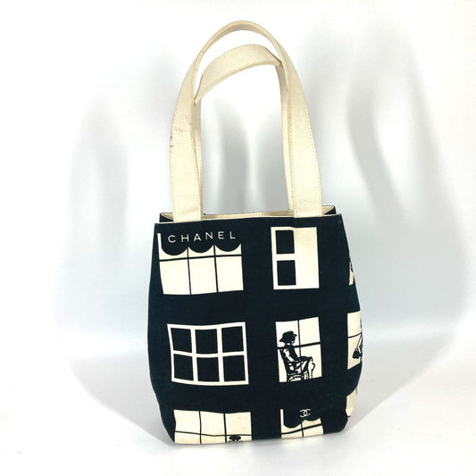 CHANEL Tote Bag Canvas / leather black window Women Used