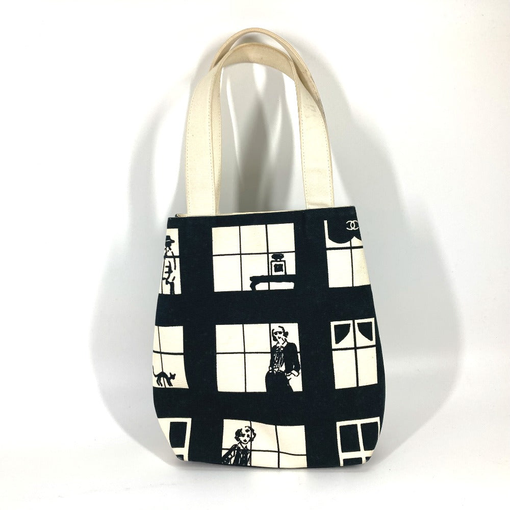 CHANEL Tote Bag Canvas / leather black window Women Used