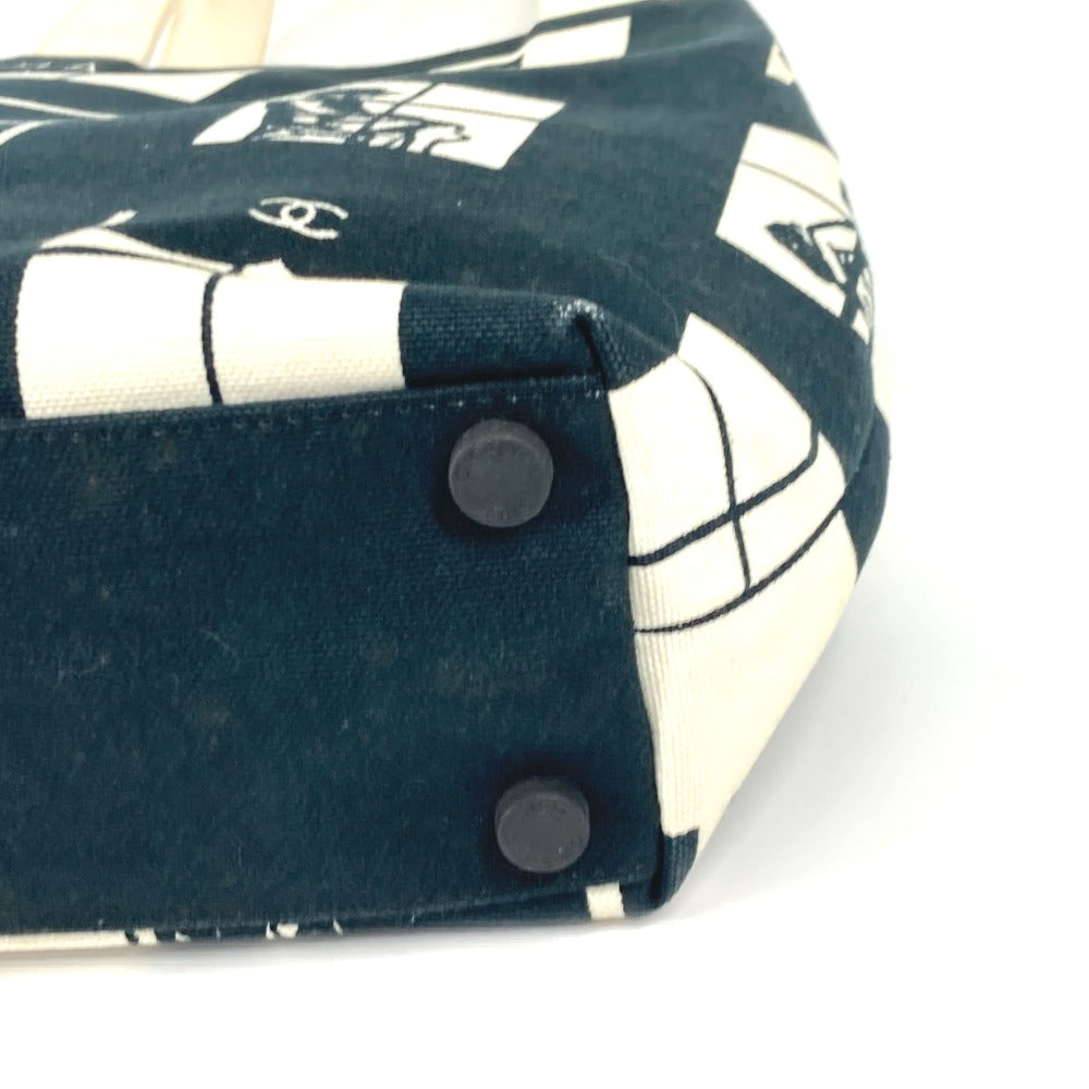 CHANEL Tote Bag Canvas / leather black window Women Used