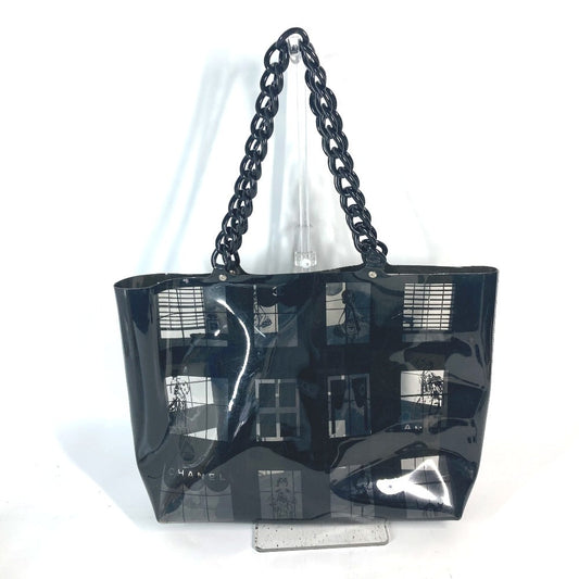 CHANEL Shoulder Bag Plastics black plastic chain window line Women Used