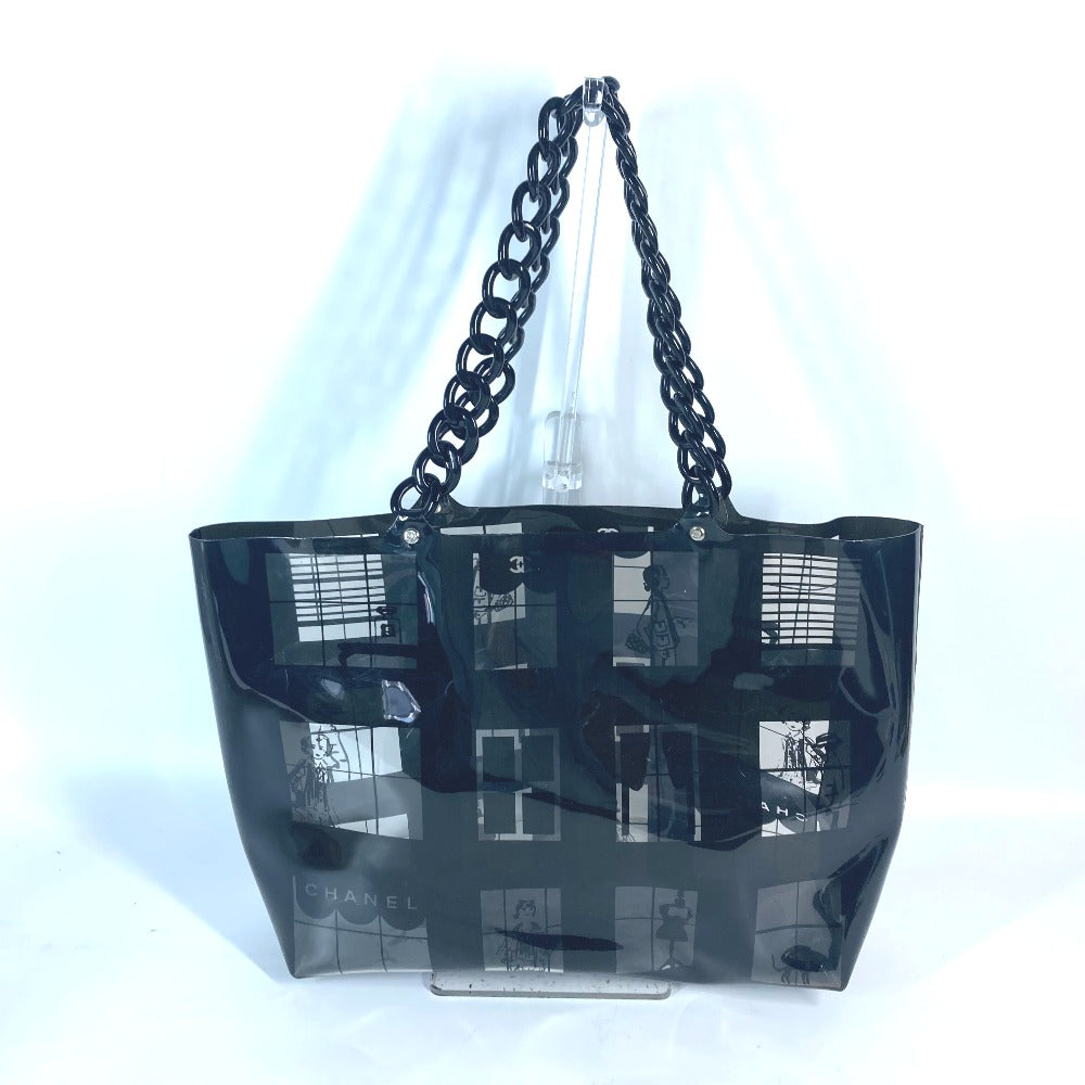 CHANEL Shoulder Bag Plastics black plastic chain window line Women Used