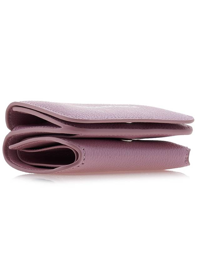Luxury Balenciaga  Logo Tripold Leather Half-Wallet Pink