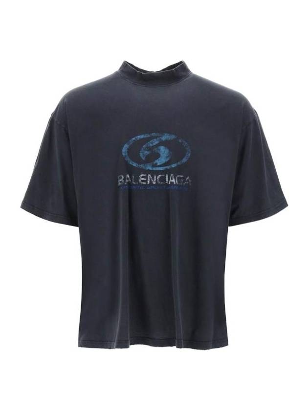Luxury Balenciaga  Surfer Medium Fit Short Sleeve T-Shirt Navy