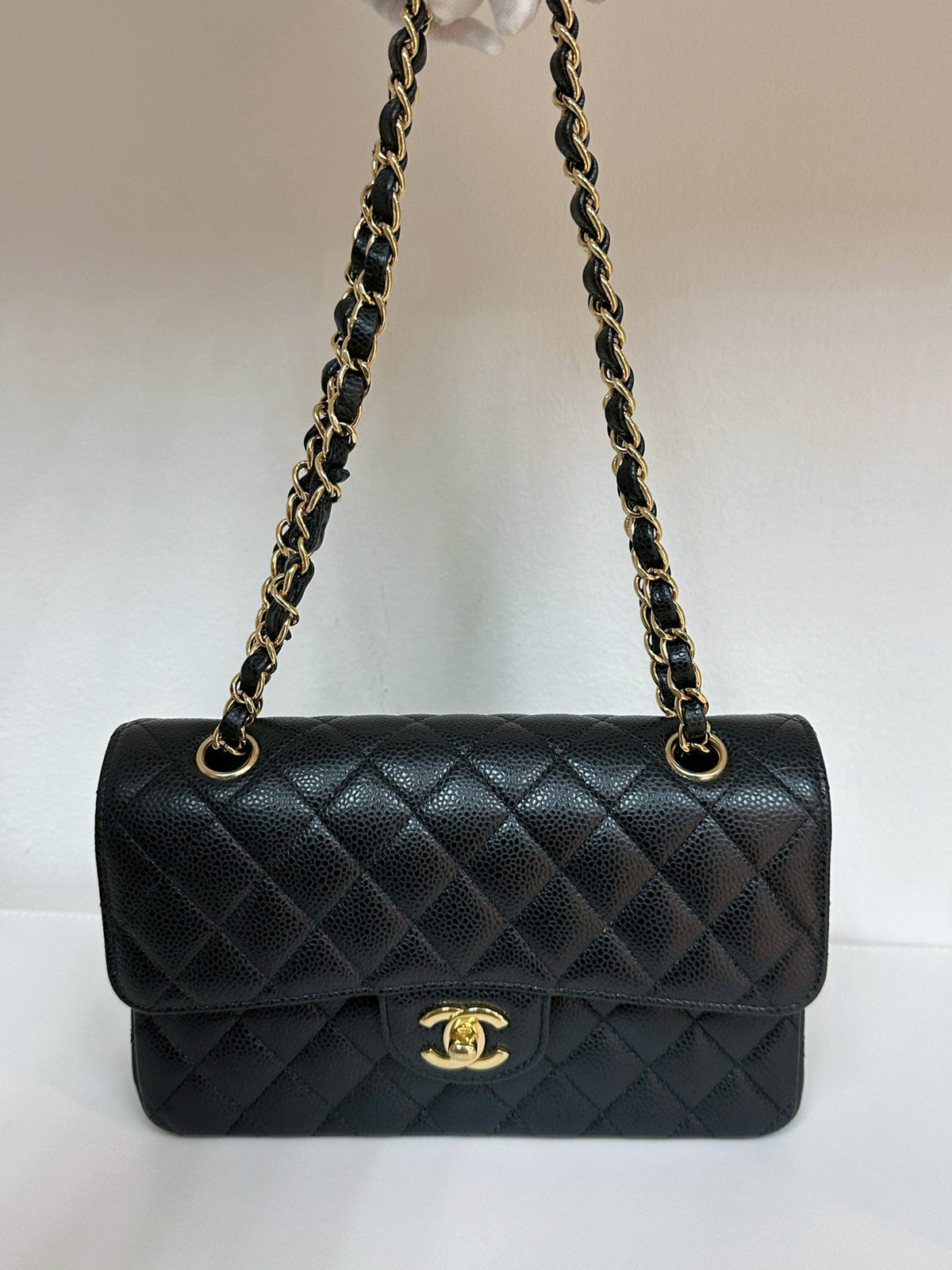 Chanel Small Classic Quilted Caviar Double Flap Bag Black