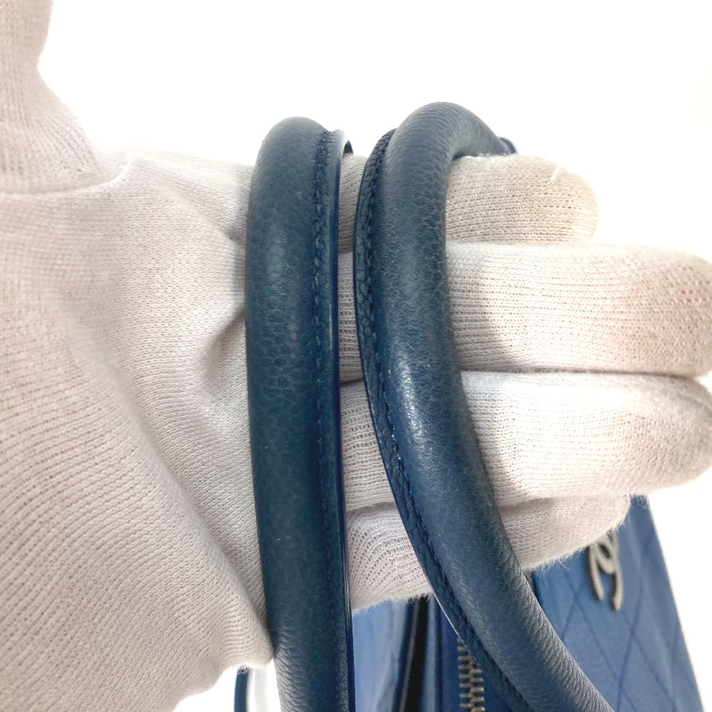 CHANEL Shoulder Bag Caviar skin blue Tote Bag Handbag CC COCO Mark Matelasse Quilting Women Used