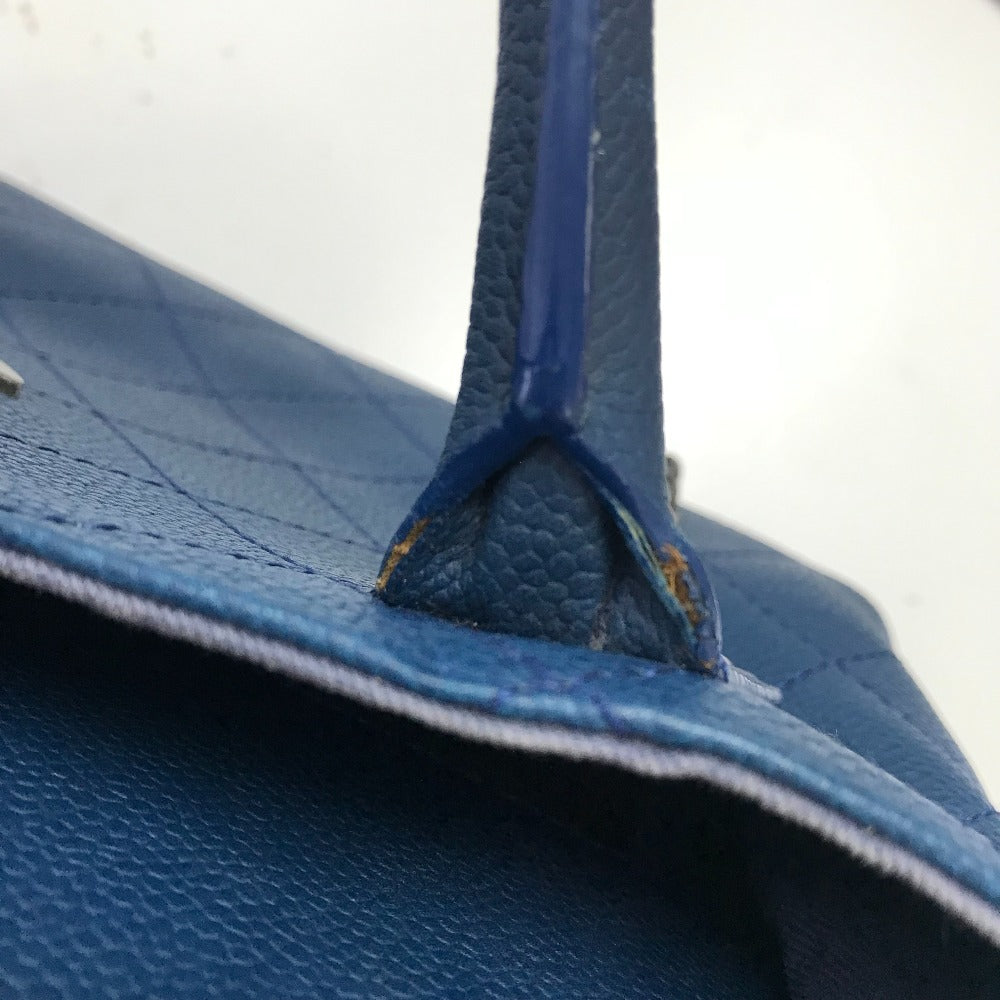 CHANEL Shoulder Bag Caviar skin blue Tote Bag Handbag CC COCO Mark Matelasse Quilting Women Used