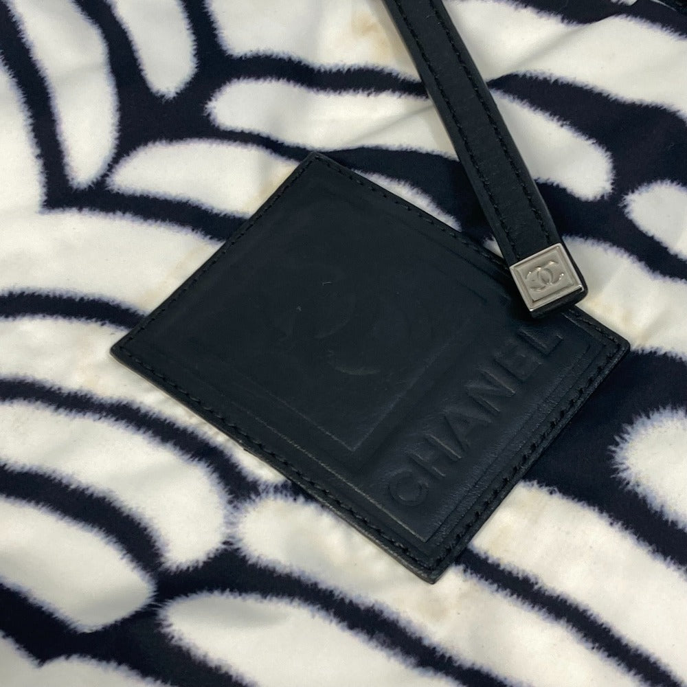 CHANEL Shoulder Bag Nylon black Sports Zebra Pattern Women Used