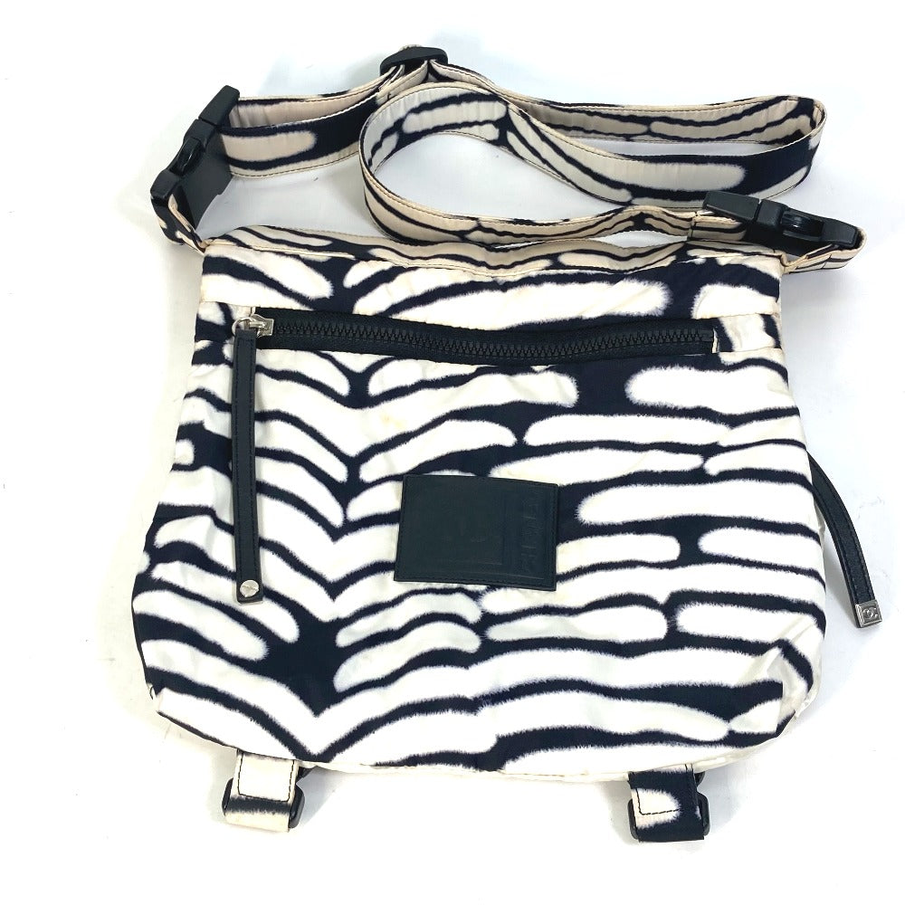 CHANEL Shoulder Bag Nylon black Sports Zebra Pattern Women Used