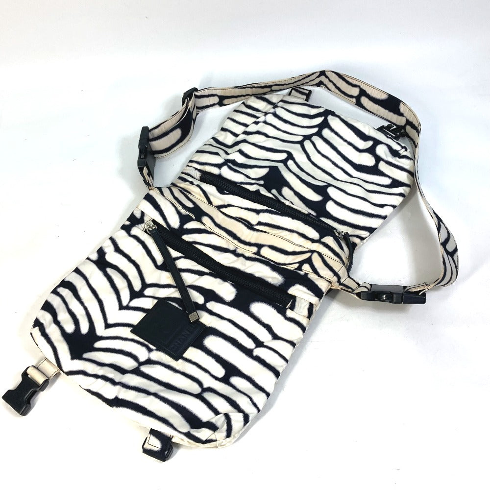 CHANEL Shoulder Bag Nylon black Sports Zebra Pattern Women Used