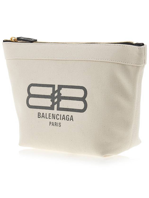 Luxury Balenciaga  Logo Print Jumbo Pouch Bag Ivory