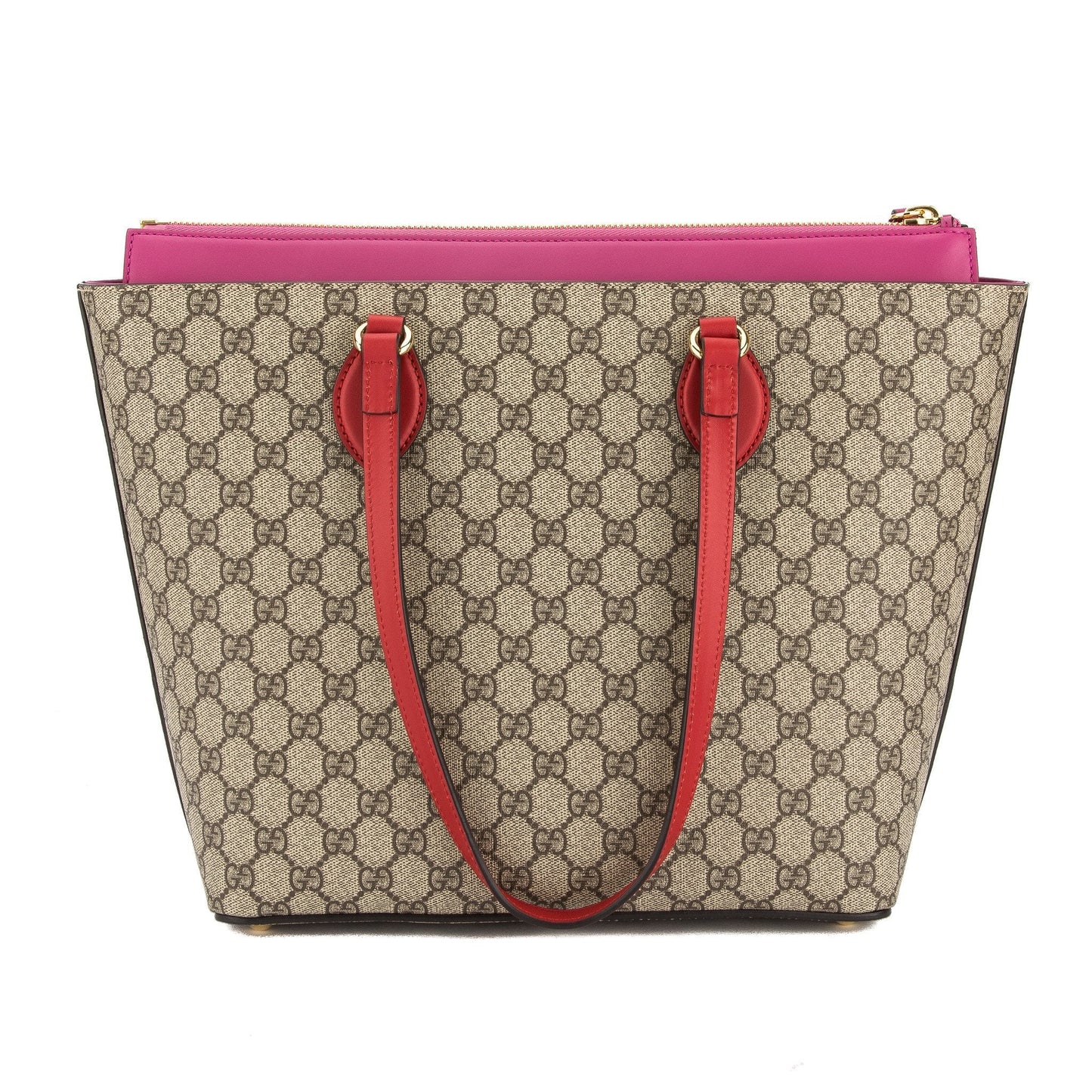 G*G Hibiscus Red and Pink Leather Medium GG Supreme Tote Bag (New with Tags)