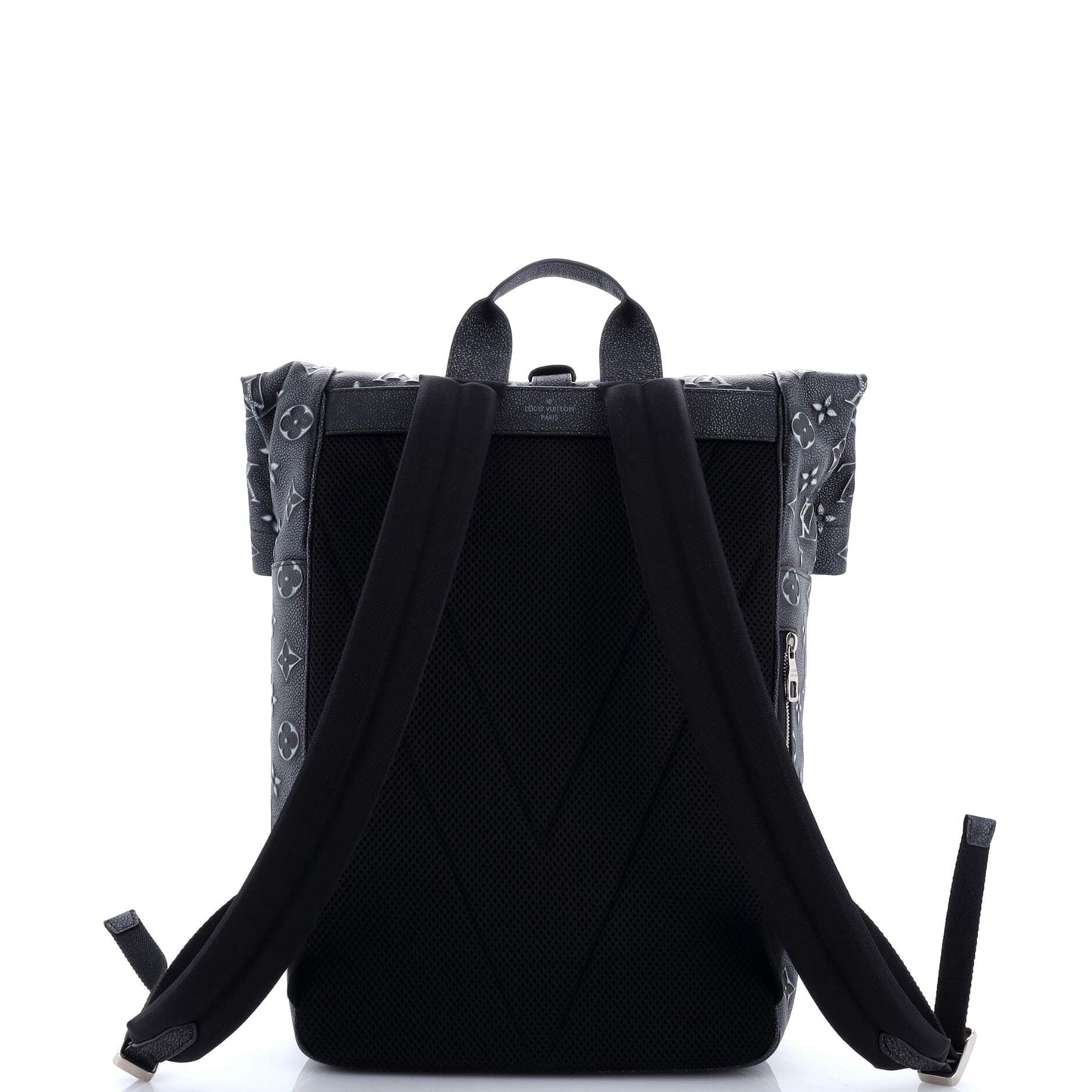 Roll Top Backpack Faded Monogram Debossed Leather