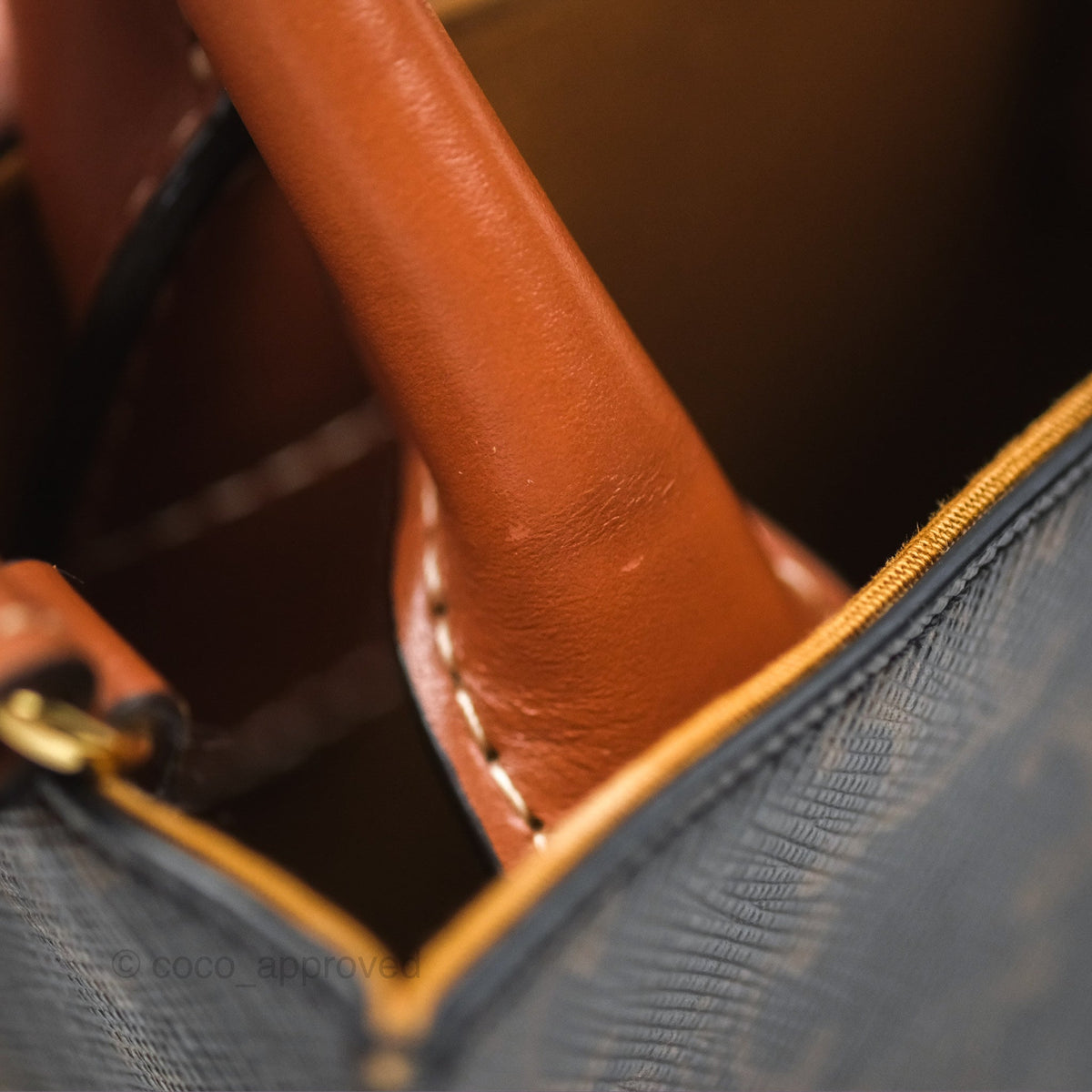 Celine Mini Vertical Cabas Bag Triomphe Canvas Tan