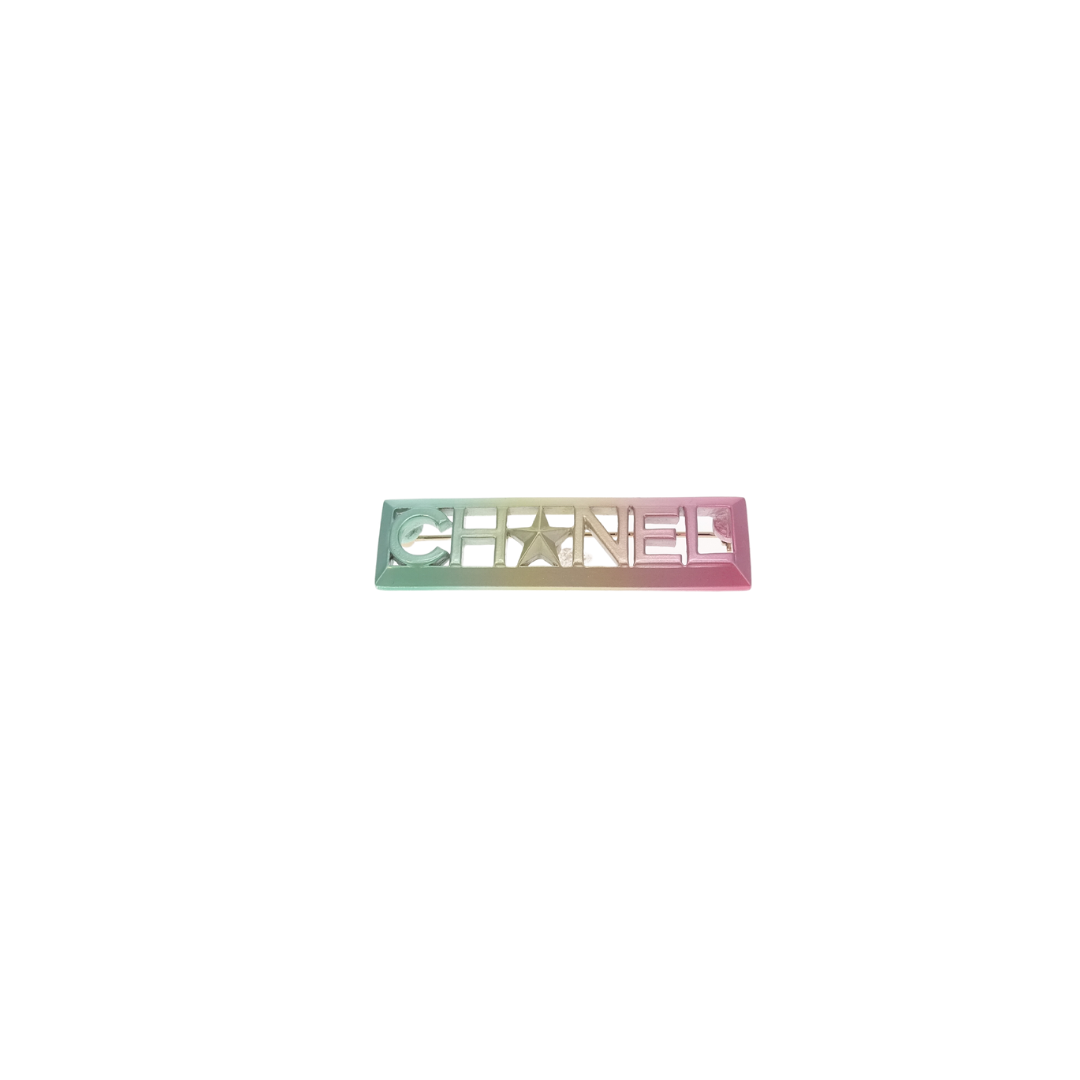 Chanel Rainbow Ombre Logo Brooch 2017