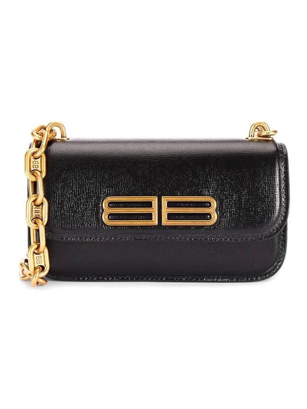 Luxury Balenciaga  BB Gold Logo Cross Bag Black