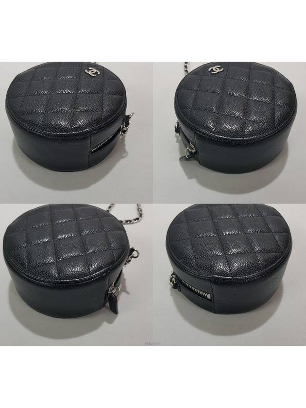 Classic Caviar Silver Round Bag Tambourine AP0245 Chanel