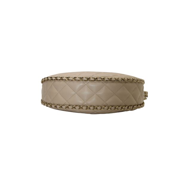 CHANEL Moon Small Hobo Bag in Beige Leather