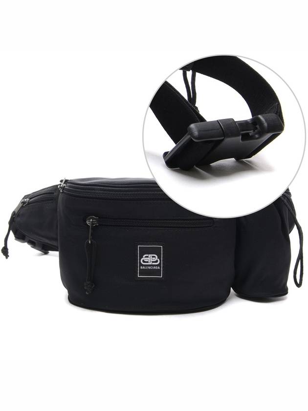 Luxury Balenciaga  Logo Patch Bottle Holder Belt Bag Black