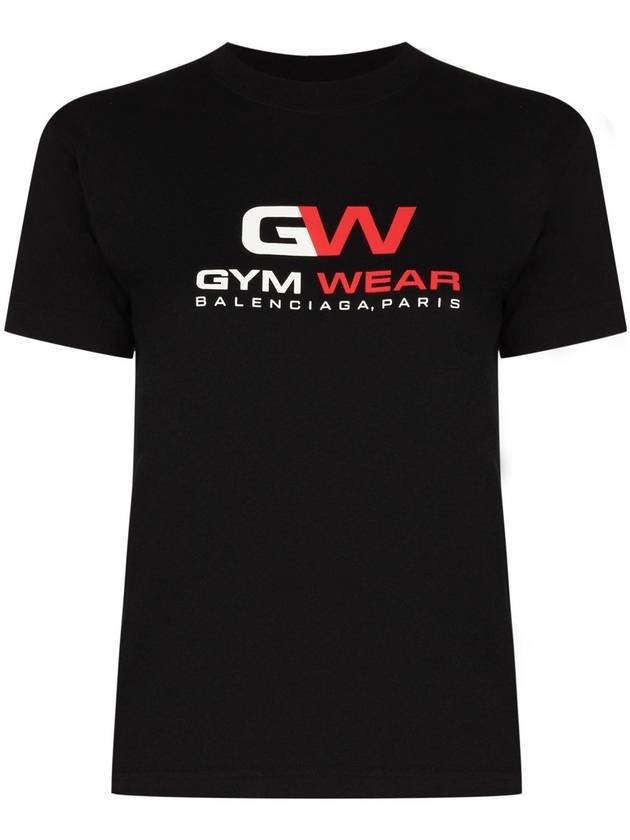 Luxury Balenciaga  Gymwear Logo Cotton Short Sleeve T-Shirt Black