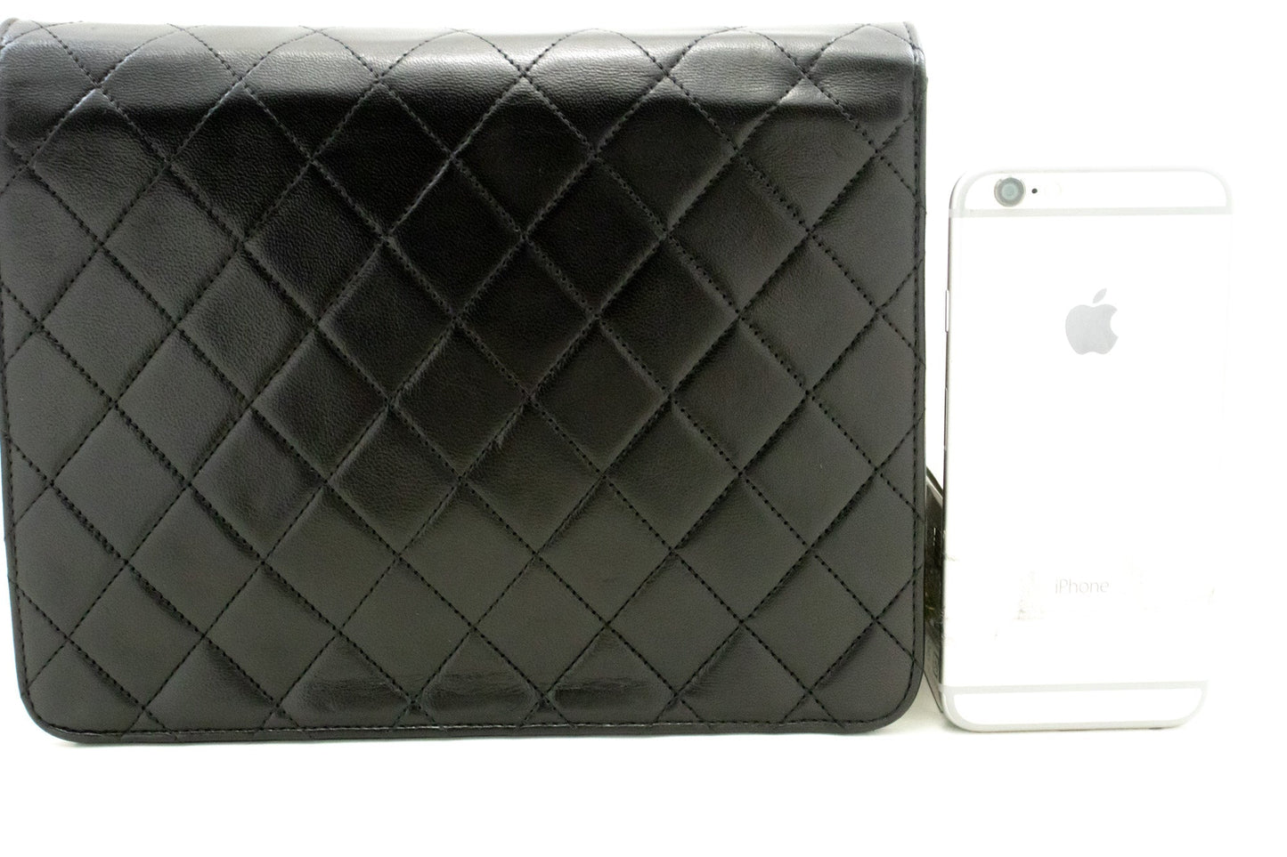 CHANEL Small Chain Shoulder Bag Clutch Black Quilted Flap Lambskin