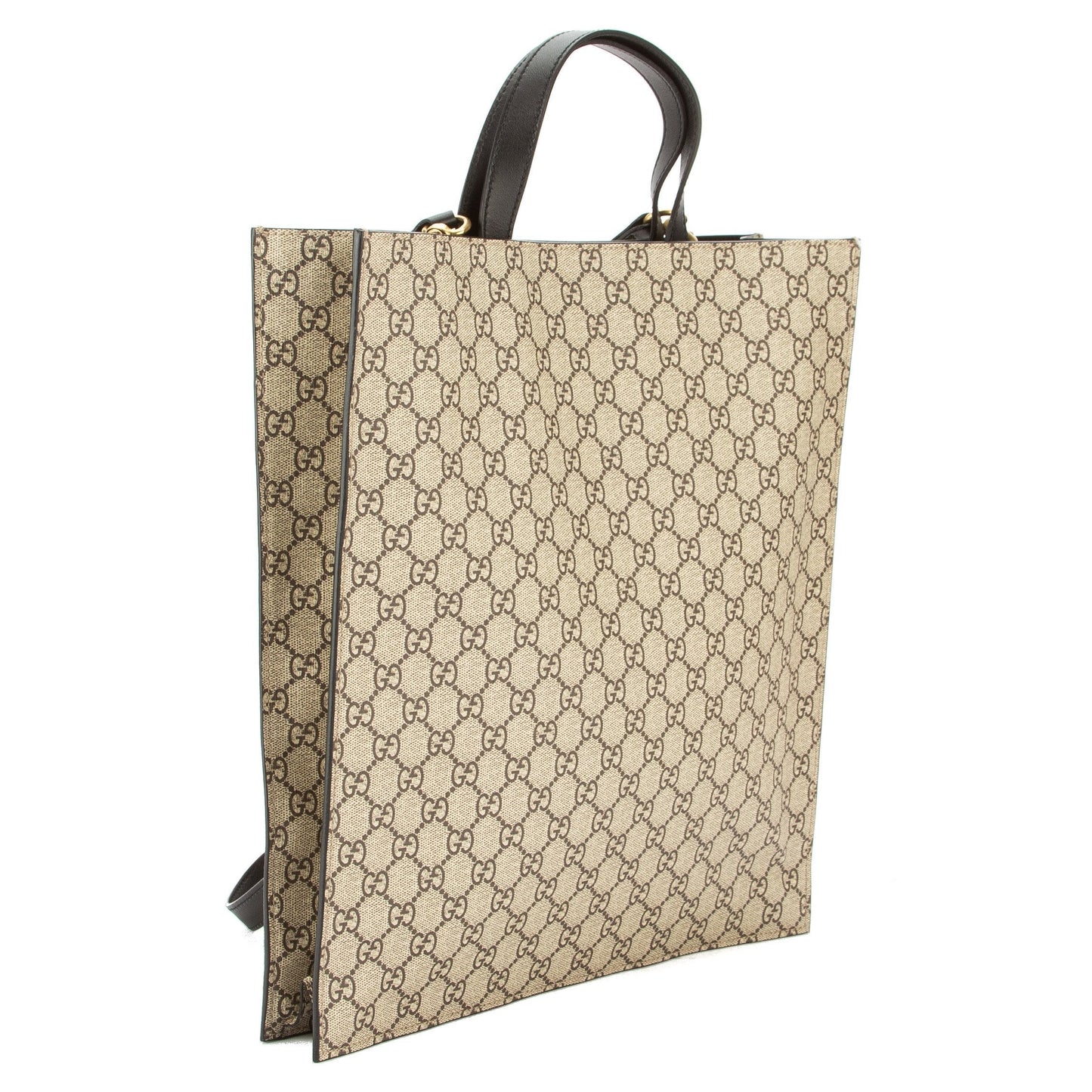 G*G Brown Leather Soft GG Supreme Canvas Snake Print Tote (New with Tags)