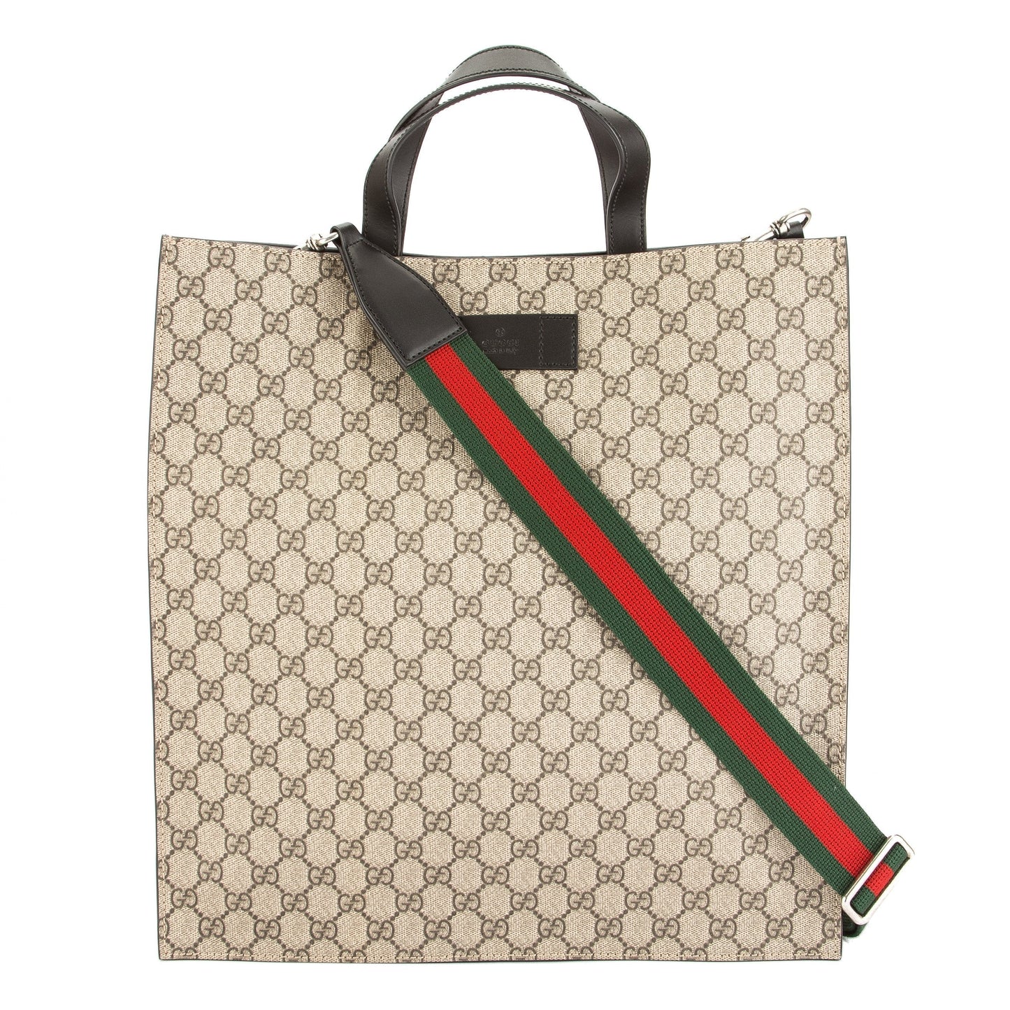 G*G Brown Leather Soft GG Supreme Canvas Tote (New with Tags)