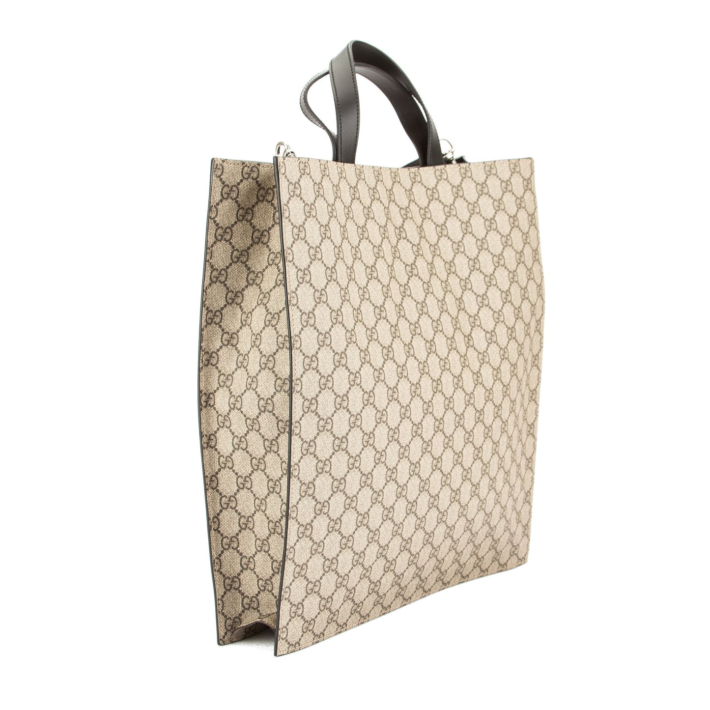 G*G Brown Leather Soft GG Supreme Canvas Tote (New with Tags)