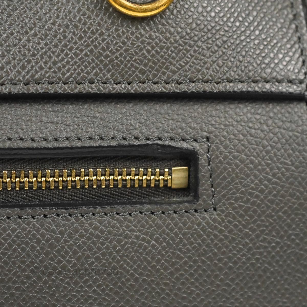 Celine Micro Belt Bag Grey Grained Calfskin Gold Hardware