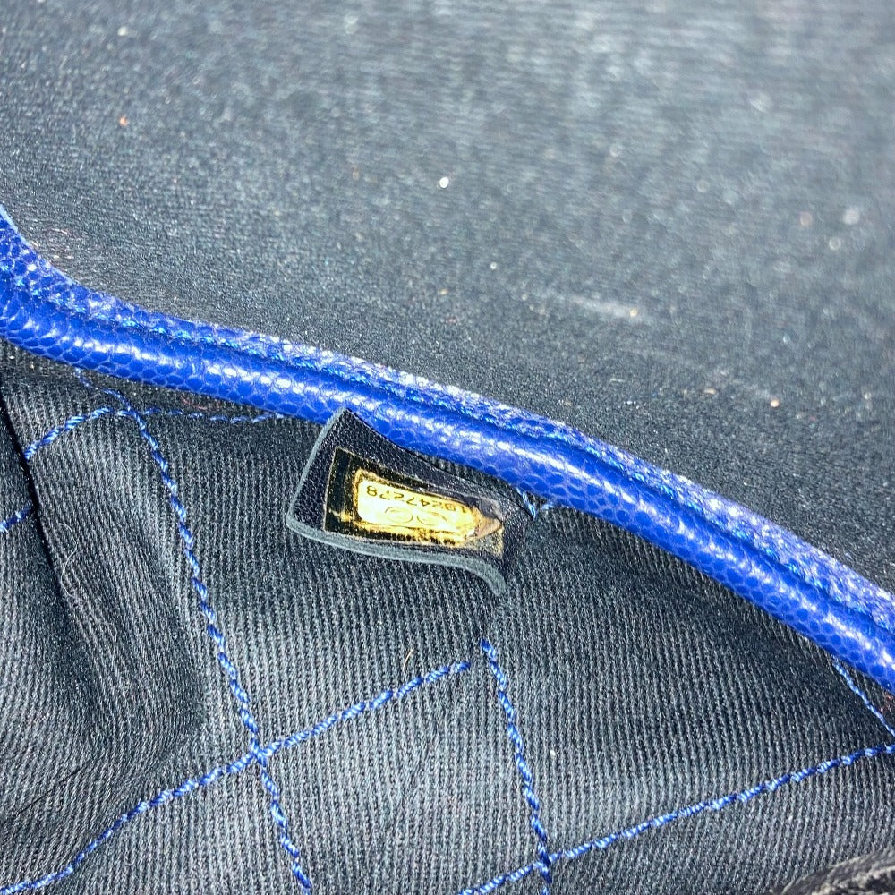 CHANEL Tote Bag Caviar skin Navy Comes with CC charm Matrasse quilting Women Used