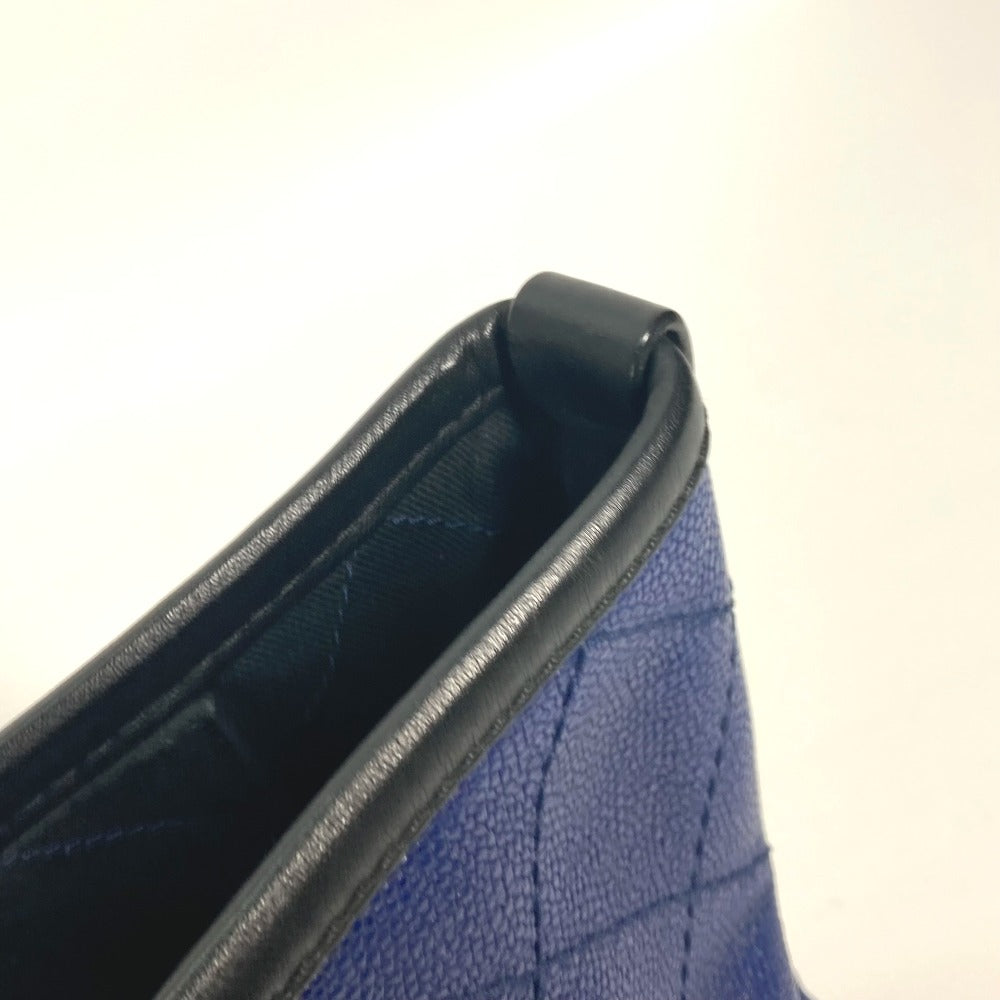 CHANEL Tote Bag Caviar skin Navy Comes with CC charm Matrasse quilting Women Used