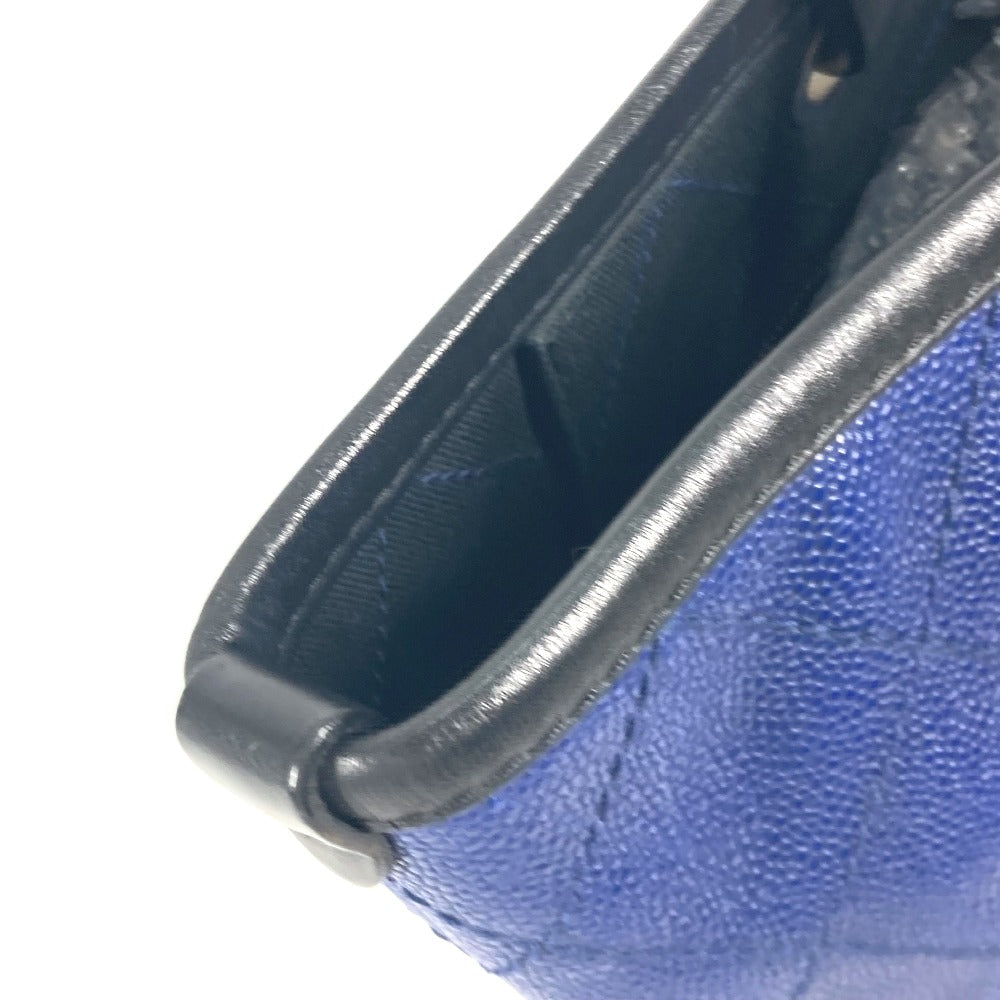 CHANEL Tote Bag Caviar skin Navy Comes with CC charm Matrasse quilting Women Used