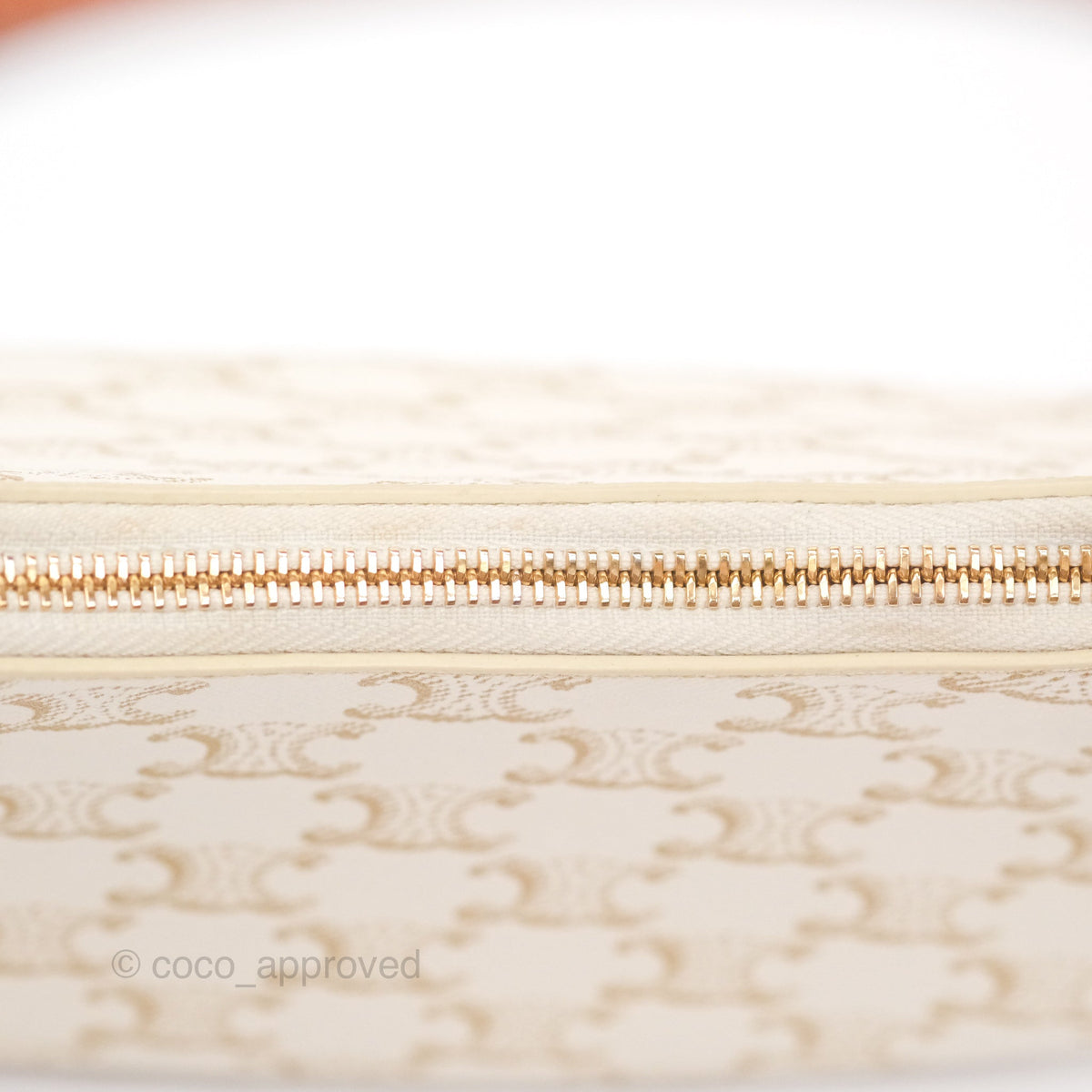 Celine Ava Bag In Triomphe Canvas Calfskin White