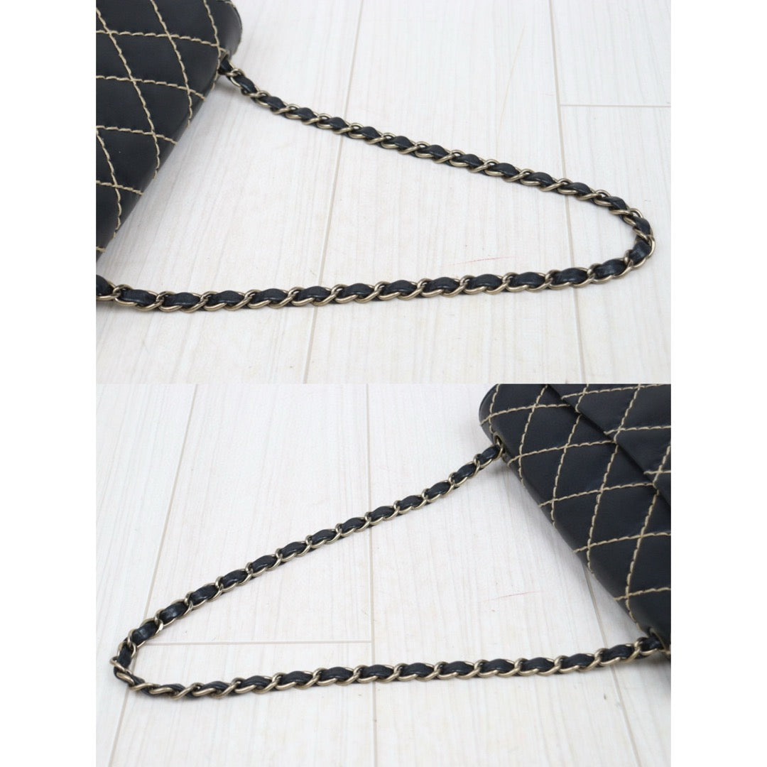 Good ( Rank AB)｜ CHANEL  Matrasse Sellier Calf Leather Single Flap 28 Chain Bag Black Made In 2000-2002 Year  ｜25032012