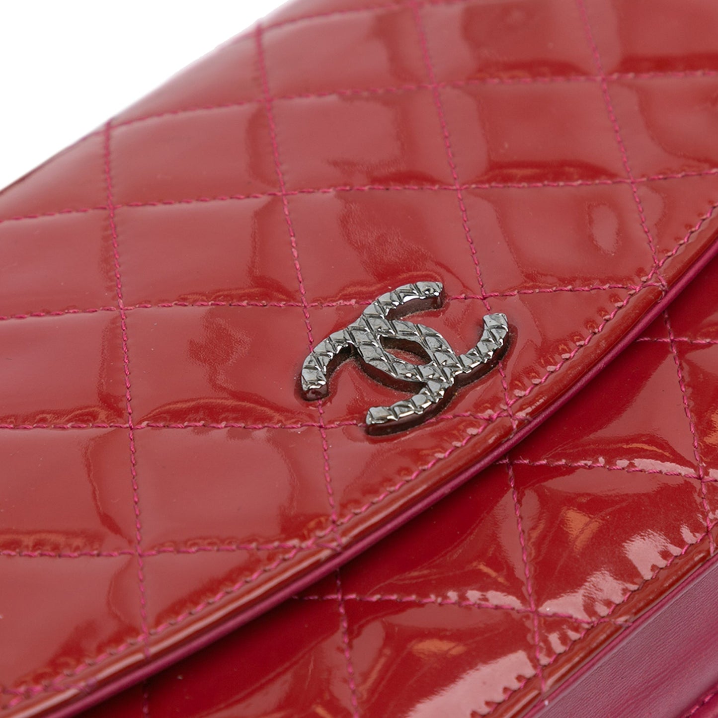 Red Chanel Patent Brilliant Wallet On Chain Crossbody Bag