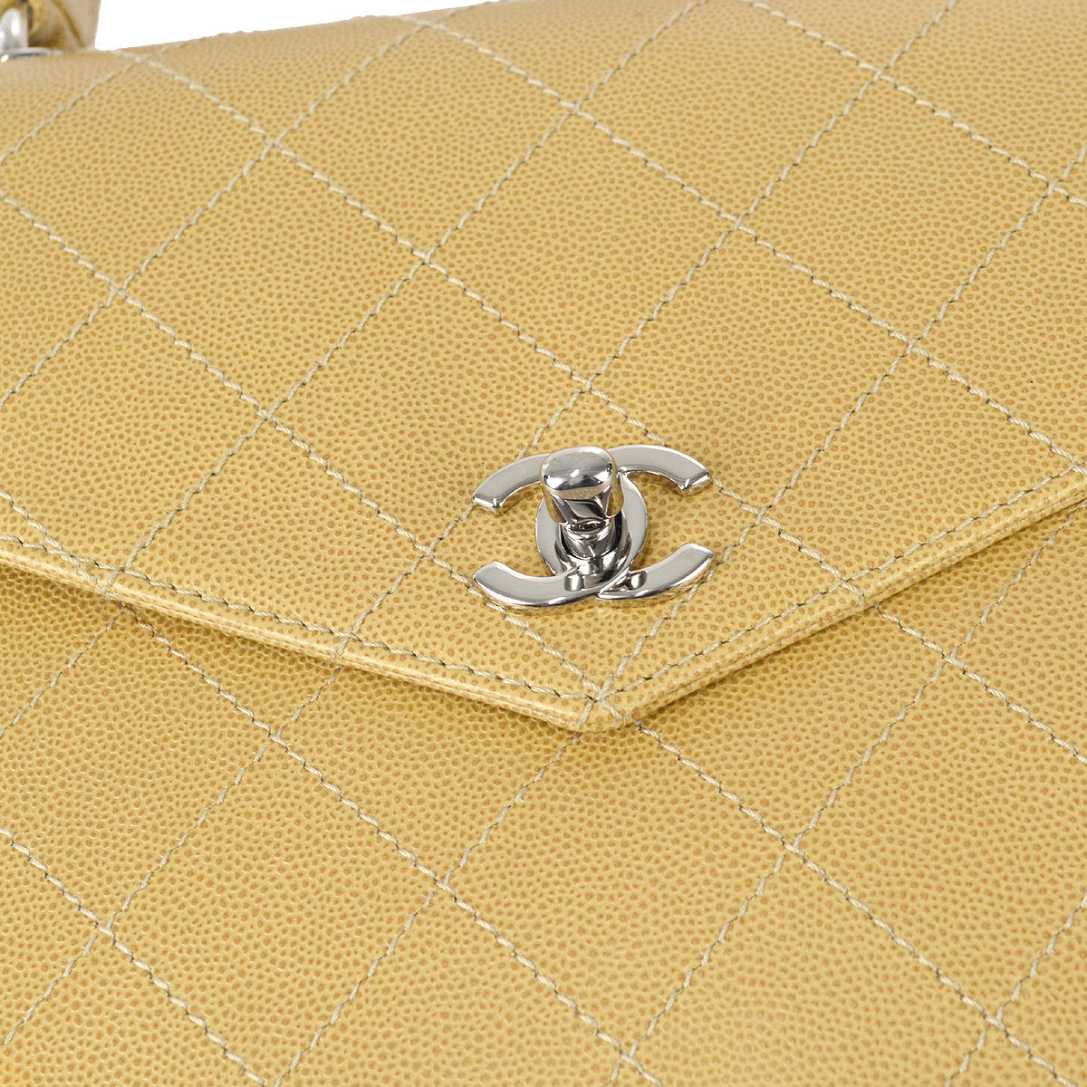 Chanel 1997-1999 Letter Flap Handbag Beige Caviar