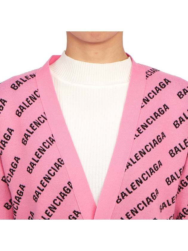 Luxury Balenciaga  All-Over Logo Cardigan Pink