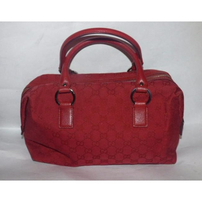 Gucci Red Guccissima Print Canvas And Leather Satchel