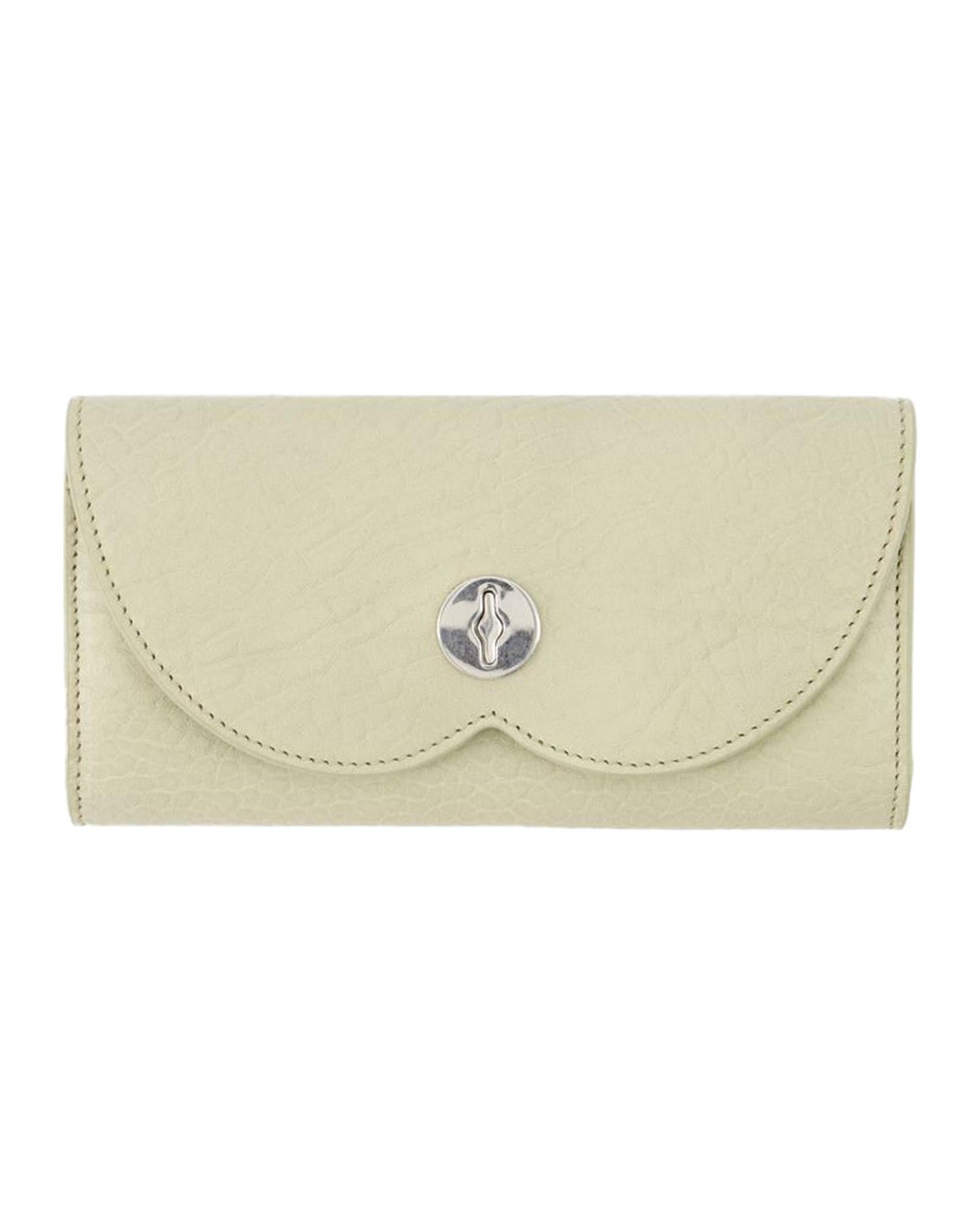Burberry Scallop Flap Leather Wallet Women Beige Wallets & Pouches ONE SIZE Beige