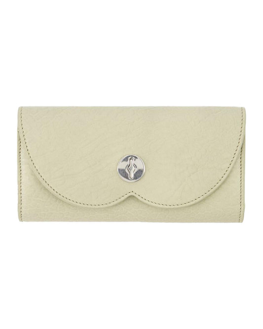 Burberry Scallop Flap Leather Wallet Women Beige Wallets & Pouches ONE SIZE Beige