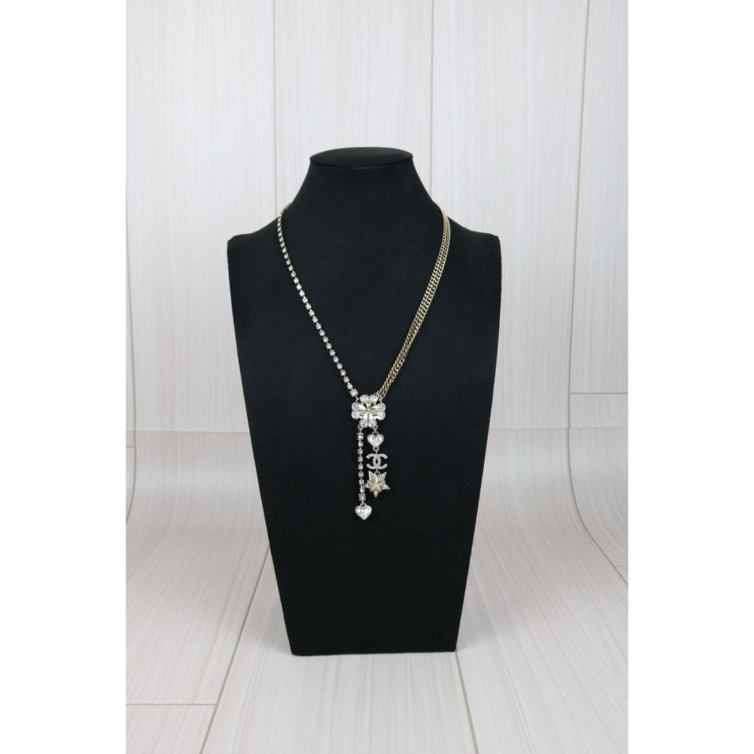 Excellent（Rank SA）｜ CHANEL Coco Mark Four leaf clover Rhinestone Necklace｜X25030108