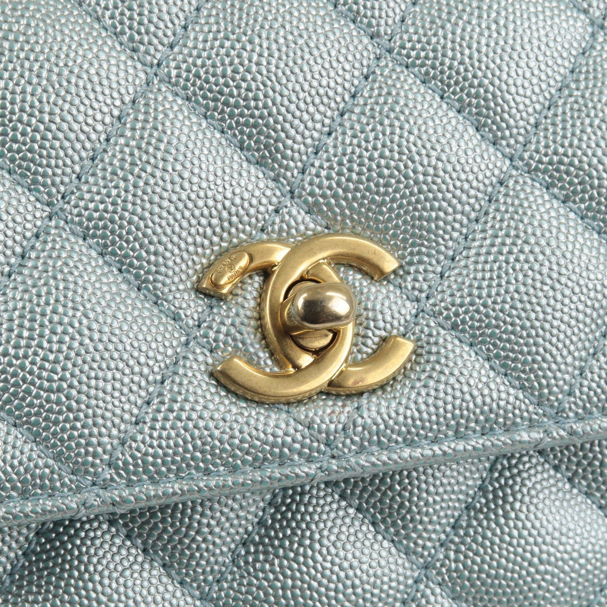 Chanel Matrasse Caviar Skin COCO Handle 2Way Bag Light Blue A92990