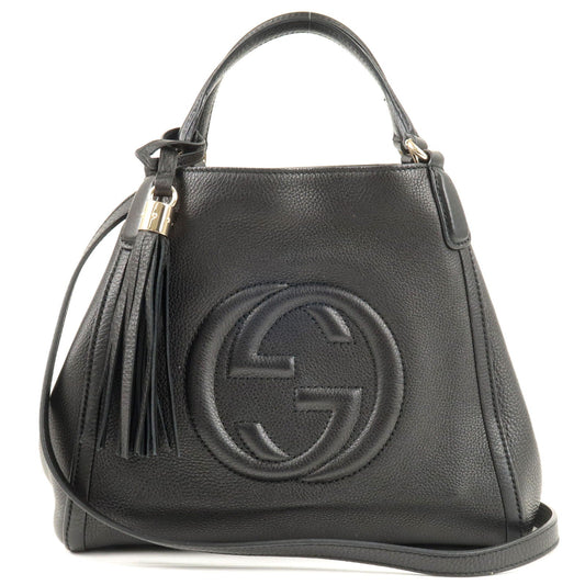 GUCCI SOHO Leather 2 Way Hand Bag Shoulder Bag Black 336751