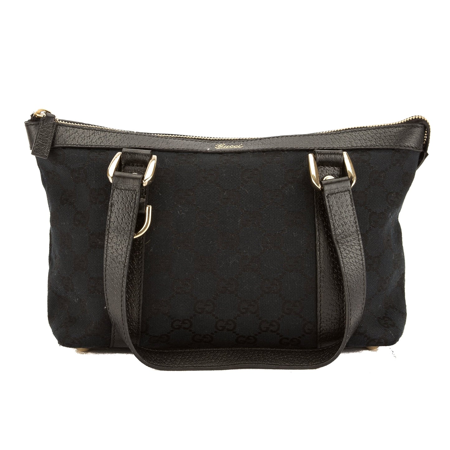 G*G Blue Leather GG Monogram Canvas D-Ring Tote Bag (Pre Owned)